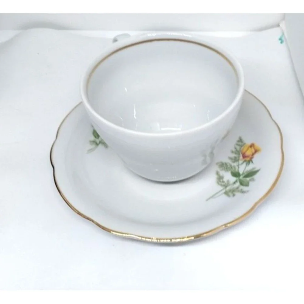 Vintage Kahla German Democratic Republic Demitasse Teacup & Saucer GDR Flowers